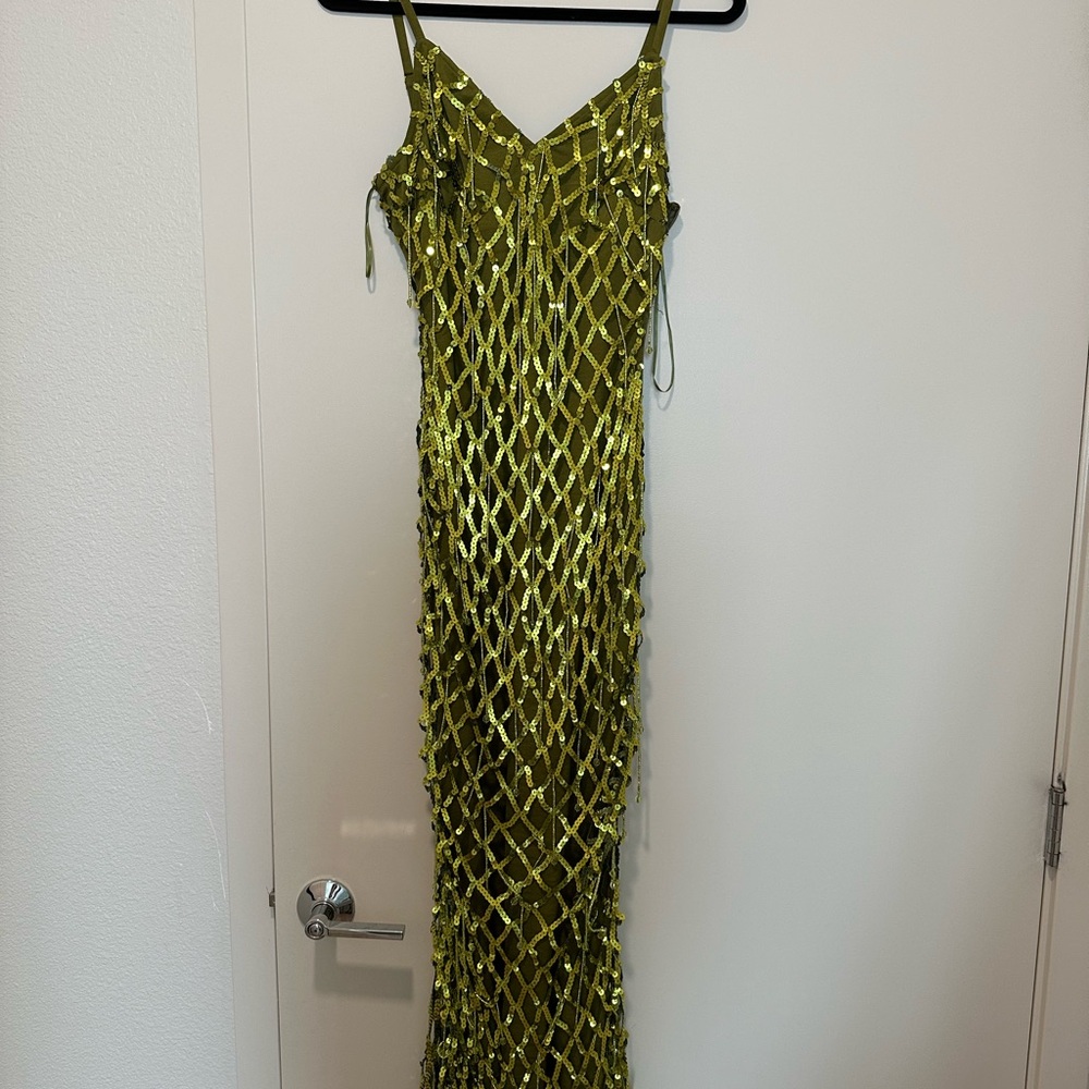 Green Sequin Mesh Dress